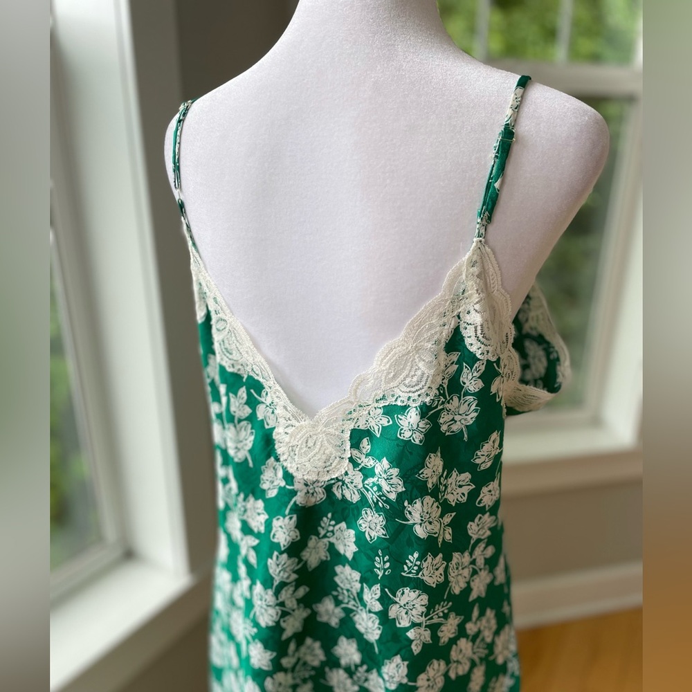 Vintage Victoria’s Secret Gold Label Ivory Green Floral Chemise Slip Dress Small - Picture 3 of 15
